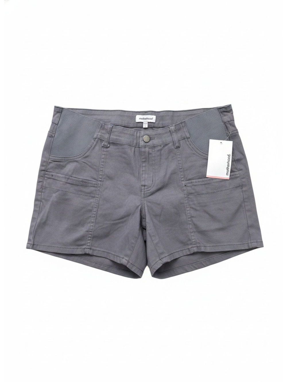 Motherhood Gray Cotton Spandex Shorts with Stretch Panels - New with Tags